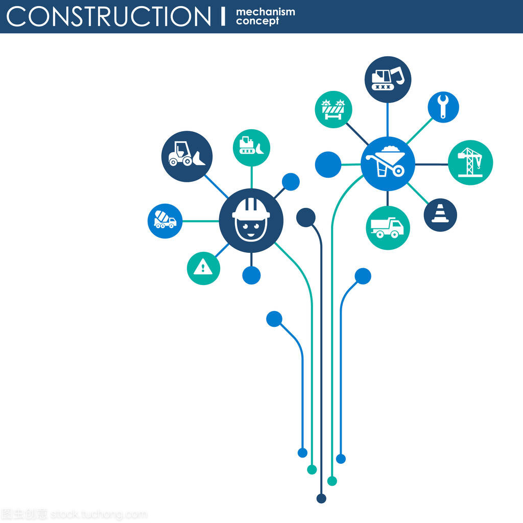 建設(shè)網(wǎng)絡(luò)。六角形抽象背景與線條、 多邊形和綜合平面圖標(biāo)。連接符號生成、 工業(yè)、 建筑設(shè)計、 工程的概念。矢量
